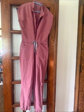 Figs Sleeveless Drawstring Jumpsuit in Dusty Rose